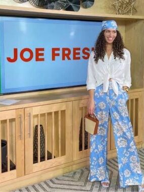 Joe Fresh Roxy Earle Collection Blue Floral Wide-Leg Pants
